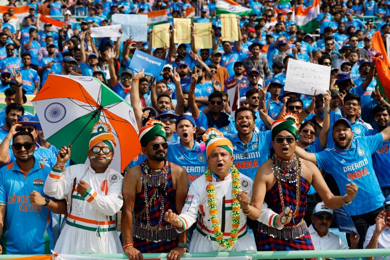 India fans in the stands at Ekana Cricket Stadium, Lucknow, India before the match against England