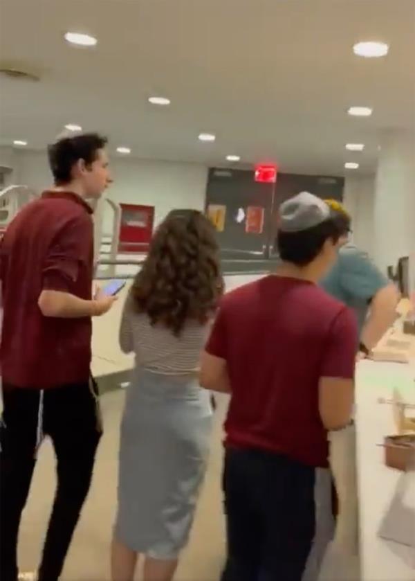 Jewish students inside Cooper Unio<em></em>n library during pro-Palestine rally