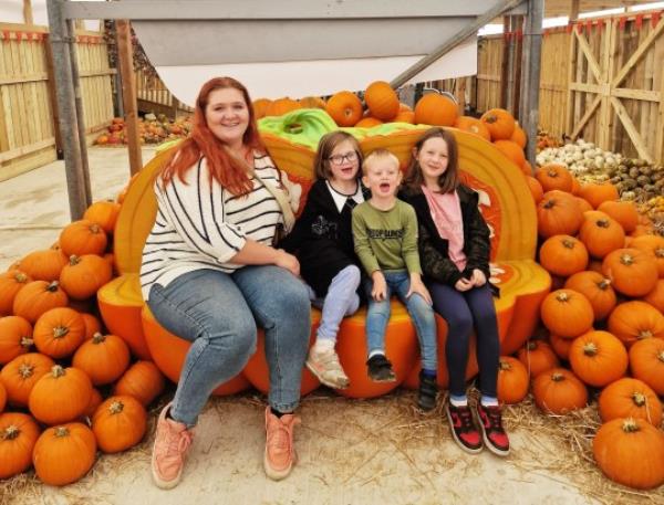 Rebecca Fisher and daughter Elsa, eight, Cleo, six, and Brody, 3 (Picture: Internet Matters)