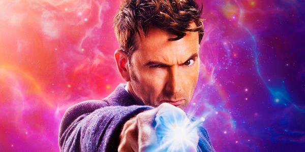 David Tennant as the Fourteenth Doctor holding the screwdriver in Doctor Who 60th Anniversary Teaser Poster