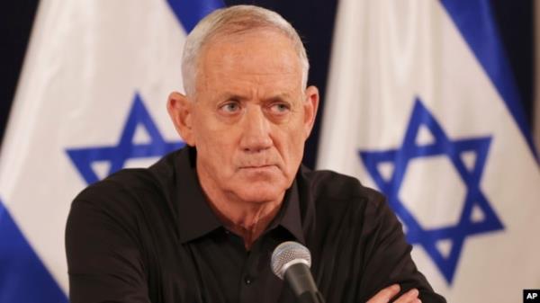 Israeli Defense Minister Yoav Gallant attends a press co<em></em>nference in the Kirya military ba<em></em>se in Tel Aviv, Israel, Oct. 28, 2023.