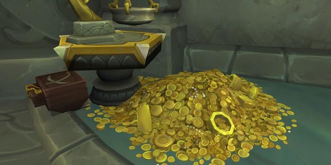 A gold pile behind the auctio<em></em>neer in Valdrakken - World of Warcraft Dragonflight
