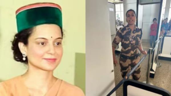 Kangna Ranaut (L) and  CISF co<em></em>nstable Kulwinder Kaur (R). Photo: Hindustan Times