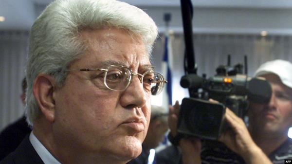 Then-Israeli Foreign Minister David Levy talks to the press after a meeting in Jerusalem, June 26, 2000. Levy, a central figure for decades in Israeli politics, died on June 2, 2024.