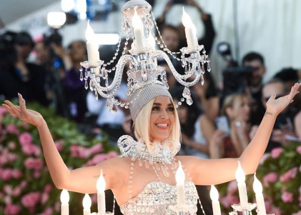 Perry has attended the gala regularly for years and is seen here wearing a chandelier in 2019. 