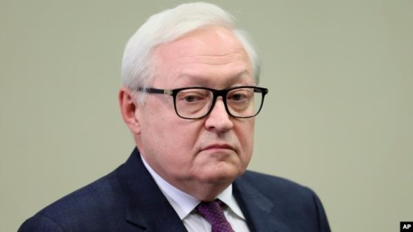 FILE - Russian Deputy Foreign Minister Sergei Ryabkov attends a meeting with Russian President Vladimir Putin at the Novo-Ogaryovo State residence outside Moscow in Moscow, Oct. 16, 2023.