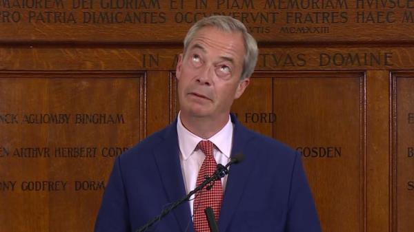Nigel Farage rolls eyes when asked a<em></em>bout joining the Tories