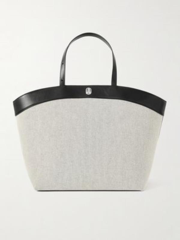 To<em></em>ndo Large Leather-Trimmed Canvas Tote