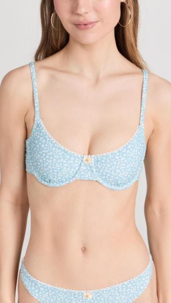 Solid & Striped x Sofia Richie Grainge The Daphne Bikini Top in blue floral