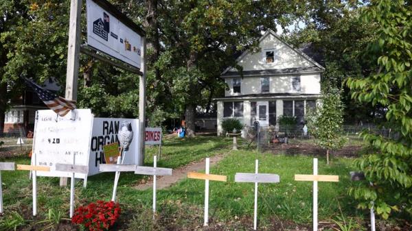 The home wher<em></em>e a boy was killed and a woman critically injured after they were stabbed by a man who targeted them because they were Muslim is shown in Plainfield, Ill., Sunday, Oct. 15, 2023. (Anthony Vazquez/Chicago Sun-Times via AP)