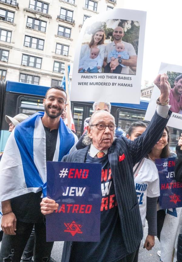 Attorney Sanford Rubenstein, senior partner at Rubenstein & Rynecki in Brooklyn, participates in an End Jew Hatred Rally at Columbia University 