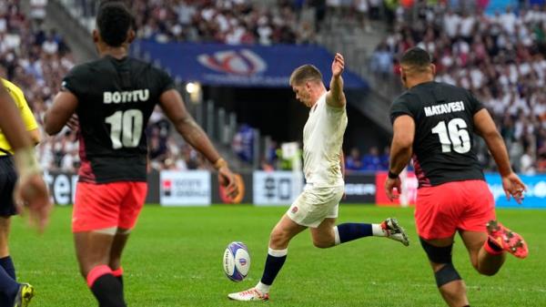 England's Owen Farrell put England ahead late on with a drop goal. Pic: AP