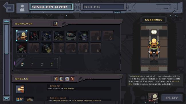 Commando bio in survivor selection menu