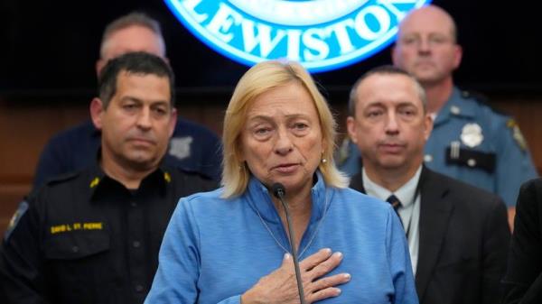 Gov. Janet Mills speaks during a news co<em></em>nference in the aftermath of a mass shooting, in Lewiston, Maine, Friday, Oct. 27, 2023. (AP Photo/Matt Rourke)