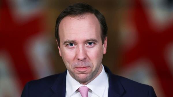 Britain's Health Secretary Matt Hancock looks on, during a coro<em></em>navirus media briefing in Downing Street, London, Wednesday March 17, 2021. (Hannah McKay/Pool Photo via AP)</p>

<p>　　
