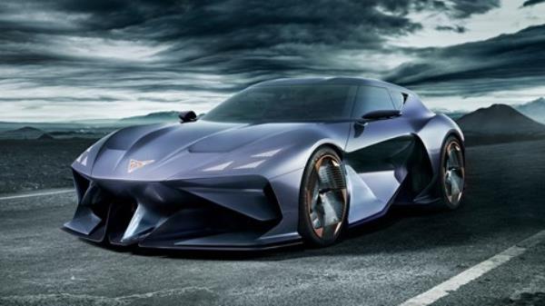 Cupra DarkRebel front three quarter static, grey car