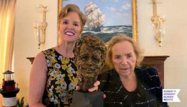 Kerry Kennedy and Ethel Kennedy speaking at the 52nd annual Robert F. Kennedy Ripple of Hope Award Gala, from an unspecified location