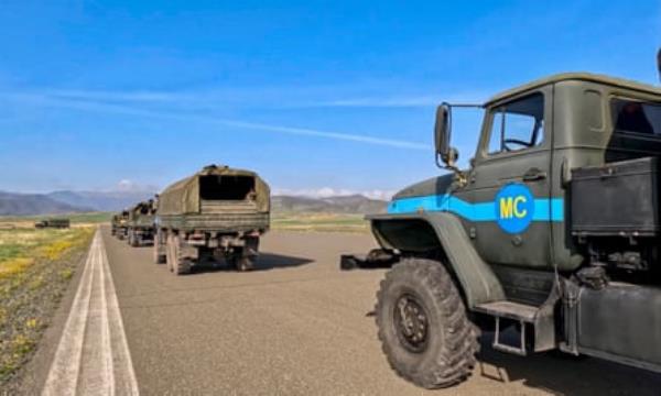 Military vehicles on a road