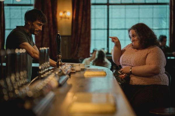 Richard Gadd as bartender Do<em></em>nny and Jessica Gunning as Martha in a scene from 