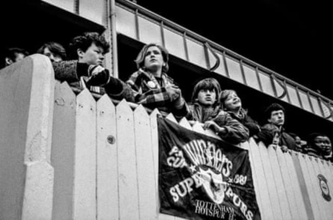 Fans watch from the terraces at White Hart Lane in 1985