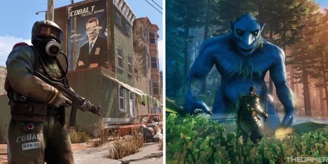 split image showing promotio<em></em>nal art from rust and valheim
