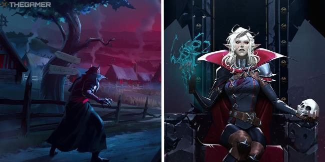 split image showing promotio<em></em>nal art from v rising on both sides