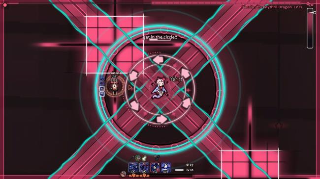 Ranalie combining statio<em></em>nary and rotating beams. The safe spot is to her left and rotating under her