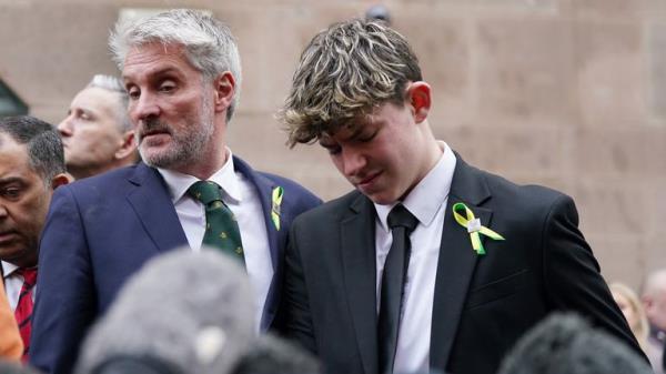Barnaby Webber's  father David Webber and brother Charlie Webber outside Nottingham Crown Court</p>

<p>　　Pic: PA