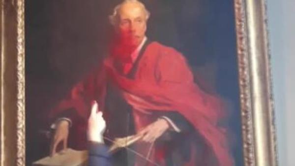 Balfour painting damaged in Gaza protest
