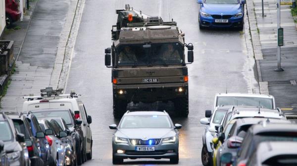 A military vehicle at the scene near St Michael Avenue in  Plymouth.</p>

<p>　　Pic: PA