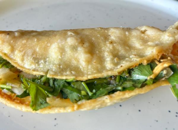 chro<em></em>nic potato taco on a plate.