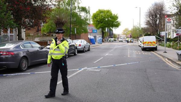 Police at the scene on Northumberland Park in Haringey, near the Tottenham Hotspur Stadium in north Lo<em></em>ndon after a man died following a stabbing. Picture date: Sunday April 7, 2024.