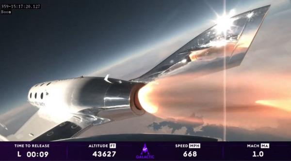 Launch of Virgin Galactic's private astro<em></em>naut mission, Galactic 02, at Spaceport America in New Mexico on August 10, 2023