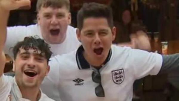 It was joy and relief at the whistle for England. Pic: Reuters