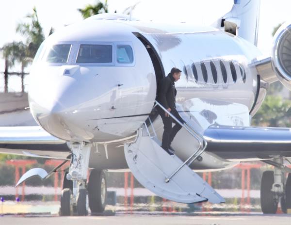 Elon Musk arrived in LA on his private jet in Feb. 2022.