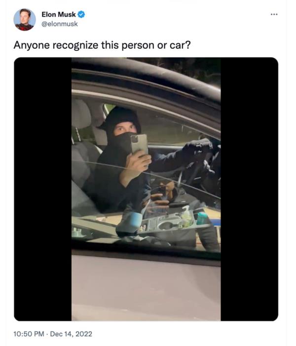 Musk posted a video showing a man who he claims was stalking his young son.