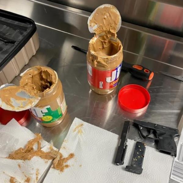 gun found inside of jars of peanut butter at JFK airport on Thursday.
