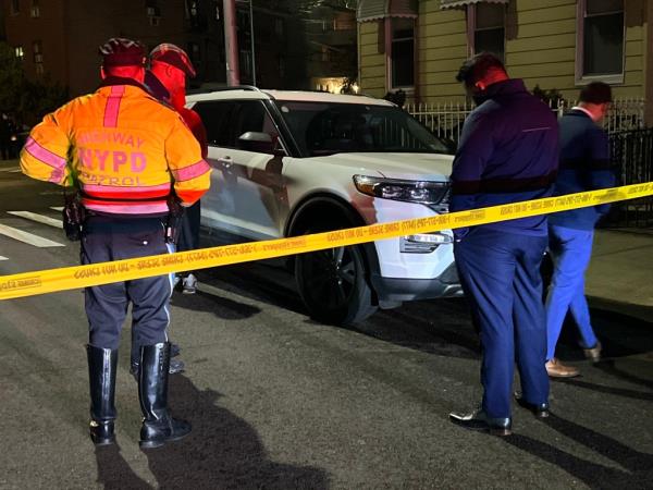 Police at the scene Friday night