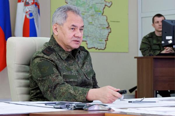 Russian Defense Minister Sergei Shoigu was seen inspecting Russian troops at an undisclosed location in Ukraine.