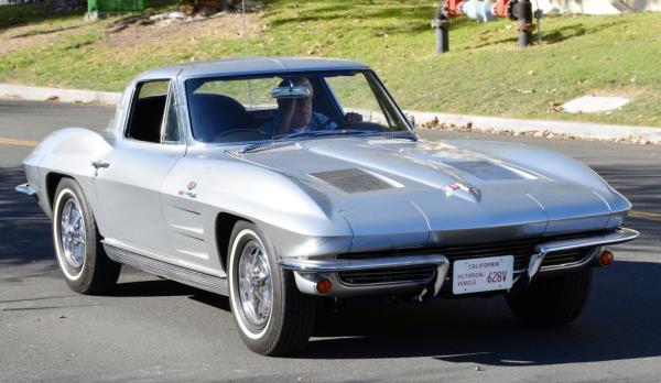 Jay Leno is spotted taking his 1963 Corvette for a spin as he returns to his garage