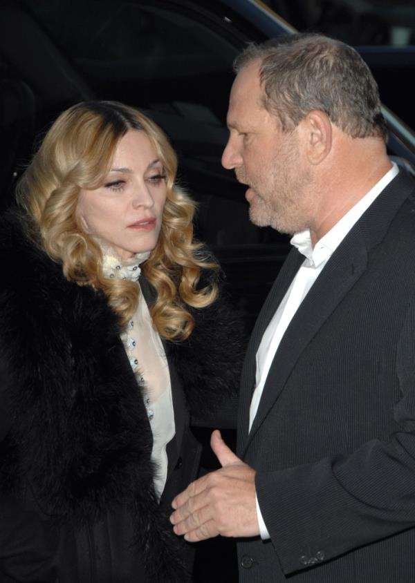Mado<em></em>nna and Harvey Weinstein during 