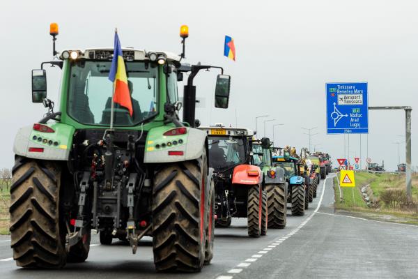 Romanian farmers protest over the price of grains and demand fallout from havin<em></em>g an influx of cheap Ukrainian grains