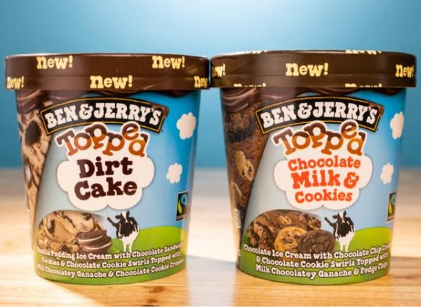 ben & jerry's topped dirt cake and topped chocolate milk & coo<em></em>kies