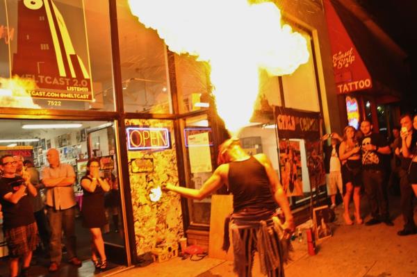 Scott Nelson spitting fire stunt