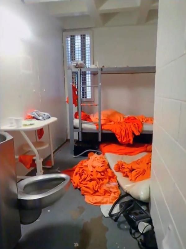 Inside Epstein's cell after his body was taken out.