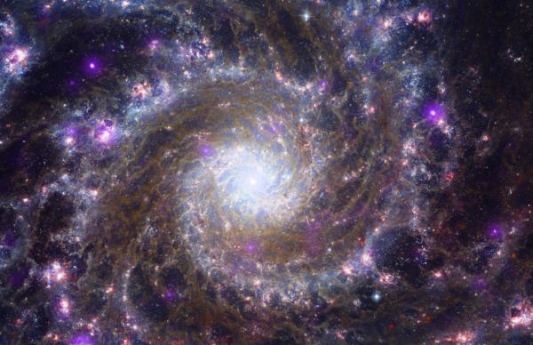 This image from the NASA/ESA/CSA James Webb Space Telescope shows the heart of M74, otherwise known as the Phantom Galaxy.