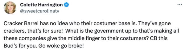 Users on social media likened Cracker Barrel to Bud Light, slamming the brand for upsetting its perceived co<em></em>nservative co<em></em>nsumer ba<em></em>se.