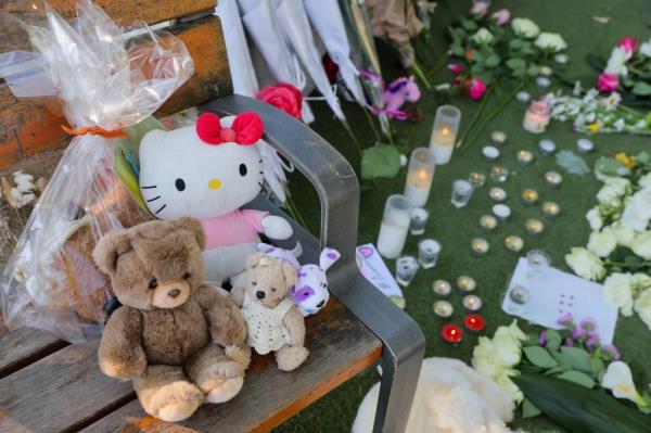 A photo of teddy bears in Le Paquier Park.