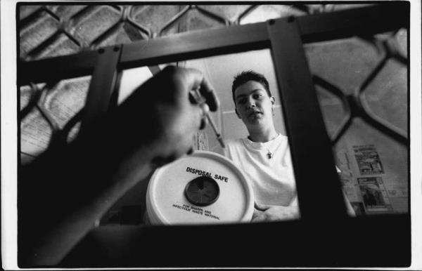 A needle-exchange program in Australia during the 1990s, back when harm reduction focused on disease prevention, rather than drug addiction.