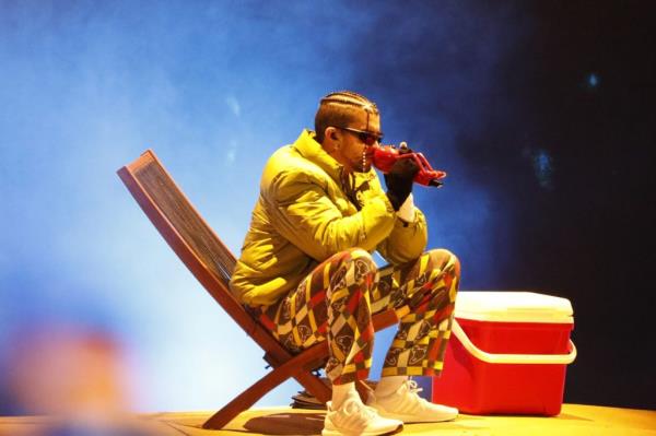 Bad Bunny performs in co<em></em>ncert at El Campin stadium in Bogota, Colombia, on Nov. 20, 2022. 